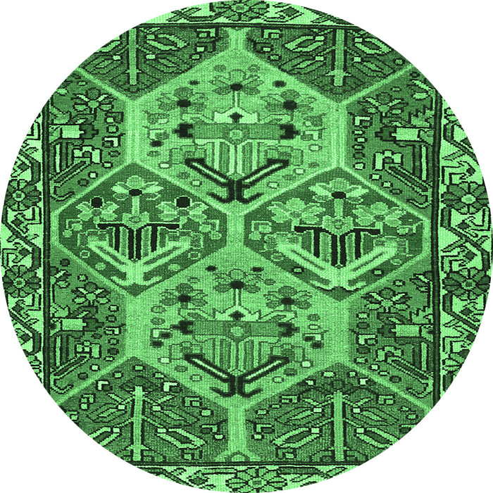 Round Machine Washable Persian Emerald Green Traditional Area Rugs, wshtr495emgrn
