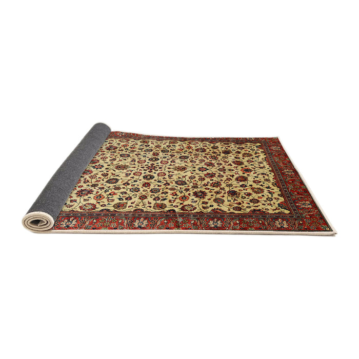 Sideview of Traditional Saffron Red Persian Rug, tr496
