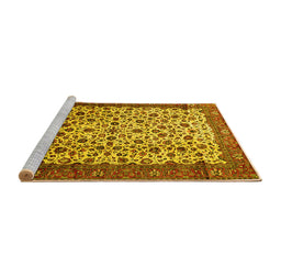 Sideview of Machine Washable Persian Yellow Traditional Rug, wshtr496yw