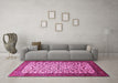 Machine Washable Persian Pink Traditional Rug in a Living Room, wshtr496pnk