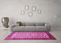 Machine Washable Persian Pink Traditional Rug, wshtr496pnk