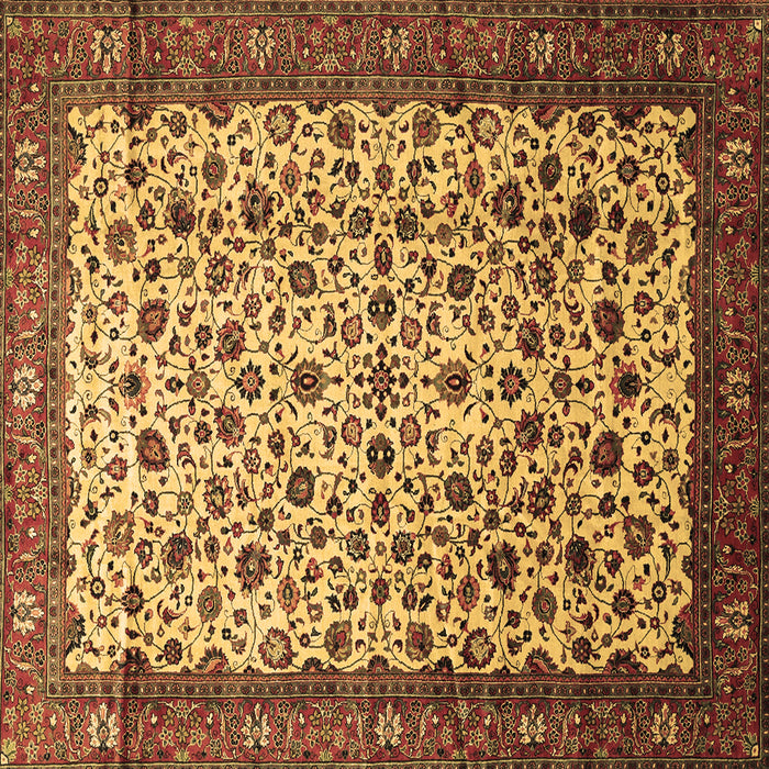Square Machine Washable Persian Brown Traditional Rug, wshtr496brn