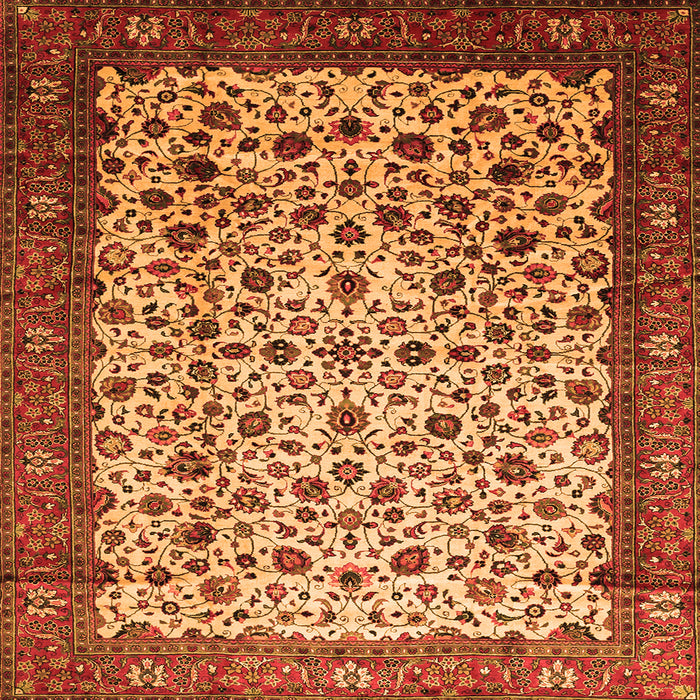 Round Machine Washable Persian Orange Traditional Area Rugs, wshtr496org