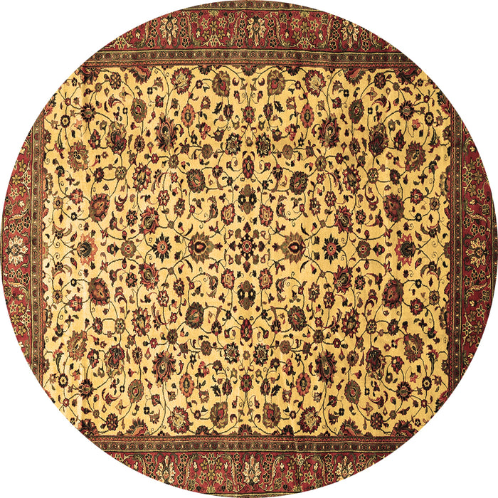 Round Machine Washable Persian Brown Traditional Rug, wshtr496brn