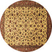 Round Machine Washable Persian Brown Traditional Rug, wshtr496brn