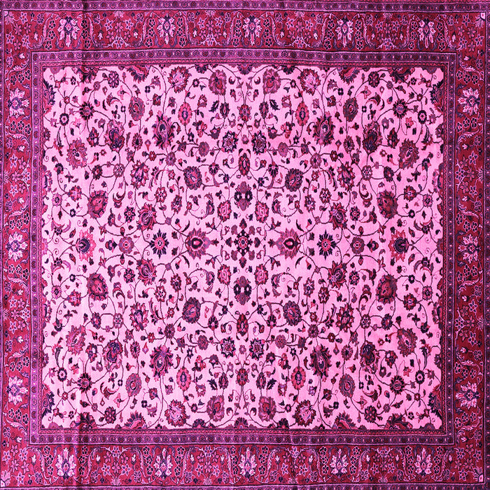 Square Machine Washable Persian Pink Traditional Rug, wshtr496pnk