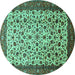 Round Persian Turquoise Traditional Rug, tr496turq