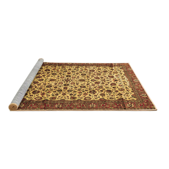 Sideview of Machine Washable Persian Brown Traditional Rug, wshtr496brn