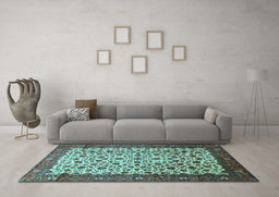Machine Washable Persian Light Blue Traditional Rug in a Living Room, wshtr496lblu