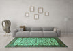 Machine Washable Persian Turquoise Traditional Area Rugs in a Living Room,, wshtr496turq