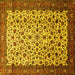 Square Machine Washable Persian Yellow Traditional Rug, wshtr496yw