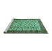 Sideview of Machine Washable Persian Turquoise Traditional Area Rugs, wshtr496turq