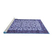 Sideview of Machine Washable Persian Blue Traditional Rug, wshtr496blu