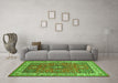 Machine Washable Persian Green Traditional Area Rugs in a Living Room,, wshtr497grn