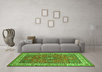 Machine Washable Persian Green Traditional Rug, wshtr497grn