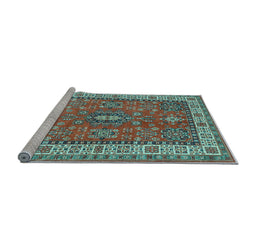 Sideview of Machine Washable Persian Light Blue Traditional Rug, wshtr497lblu
