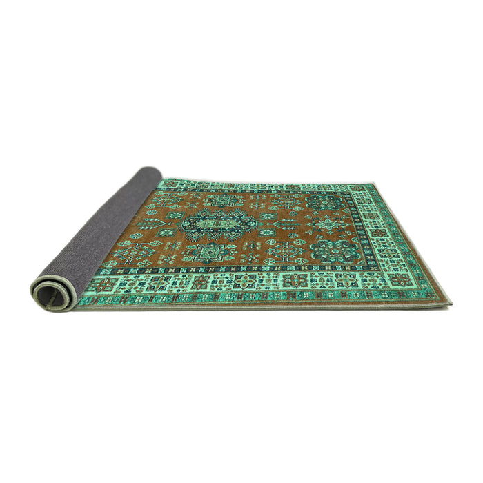 Sideview of Persian Turquoise Traditional Rug, tr497turq