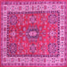 Square Machine Washable Persian Pink Traditional Rug, wshtr497pnk