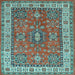 Square Machine Washable Persian Light Blue Traditional Rug, wshtr497lblu