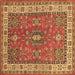 Square Machine Washable Persian Brown Traditional Rug, wshtr497brn