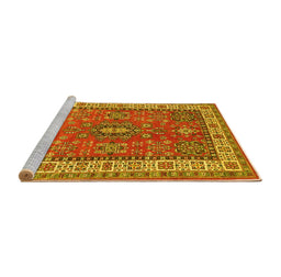 Sideview of Machine Washable Persian Yellow Traditional Rug, wshtr497yw