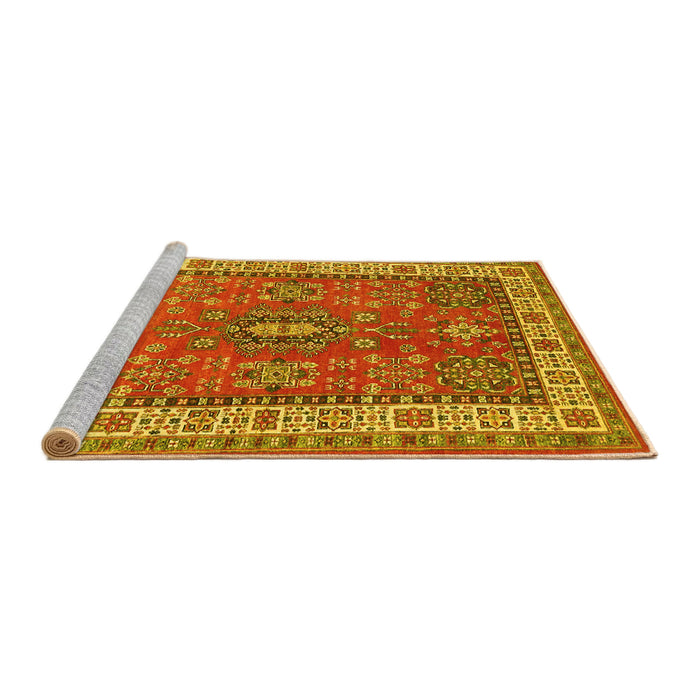 Sideview of Machine Washable Persian Yellow Traditional Rug, wshtr497yw