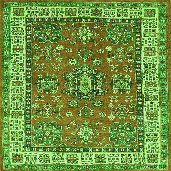 Round Machine Washable Persian Green Traditional Area Rugs, wshtr497grn