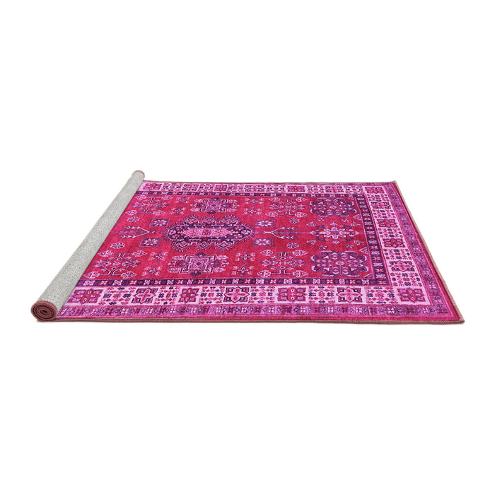 Sideview of Machine Washable Persian Pink Traditional Rug, wshtr497pnk