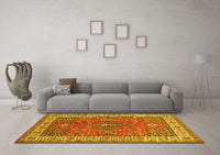 Machine Washable Persian Yellow Traditional Rug, wshtr497yw