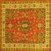 Square Machine Washable Persian Yellow Traditional Rug, wshtr497yw