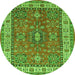 Square Persian Green Traditional Rug, tr497grn