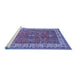 Sideview of Machine Washable Persian Blue Traditional Rug, wshtr497blu