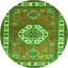 Machine Washable Medallion Green Traditional Area Rugs, wshtr498grn