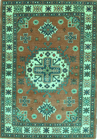 Medallion Turquoise Traditional Rug, tr498turq