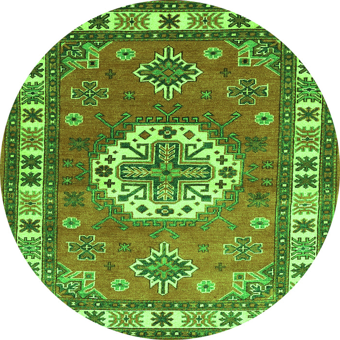 Square Medallion Green Traditional Rug, tr498grn
