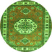 Square Medallion Green Traditional Rug, tr498grn