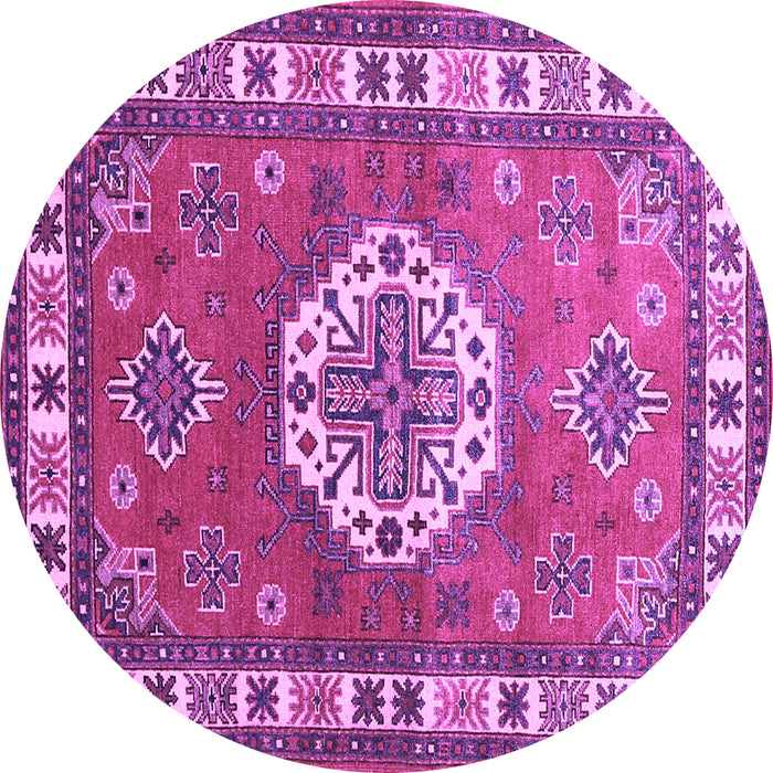 Round Medallion Purple Traditional Rug, tr498pur