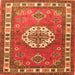 Round Machine Washable Medallion Orange Traditional Area Rugs, wshtr498org