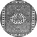 Machine Washable Medallion Gray Traditional Rug, wshtr498gry