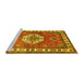 Sideview of Machine Washable Medallion Yellow Traditional Rug, wshtr498yw