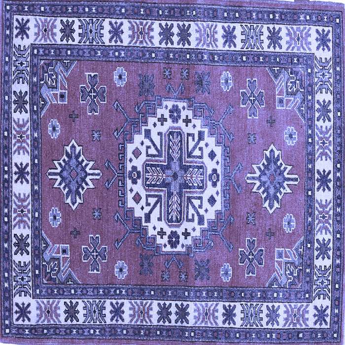 Square Medallion Blue Traditional Rug, tr498blu