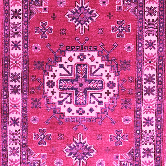 Machine Washable Medallion Pink Traditional Rug, wshtr498pnk