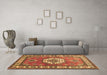 Machine Washable Medallion Brown Traditional Rug in a Living Room,, wshtr498brn