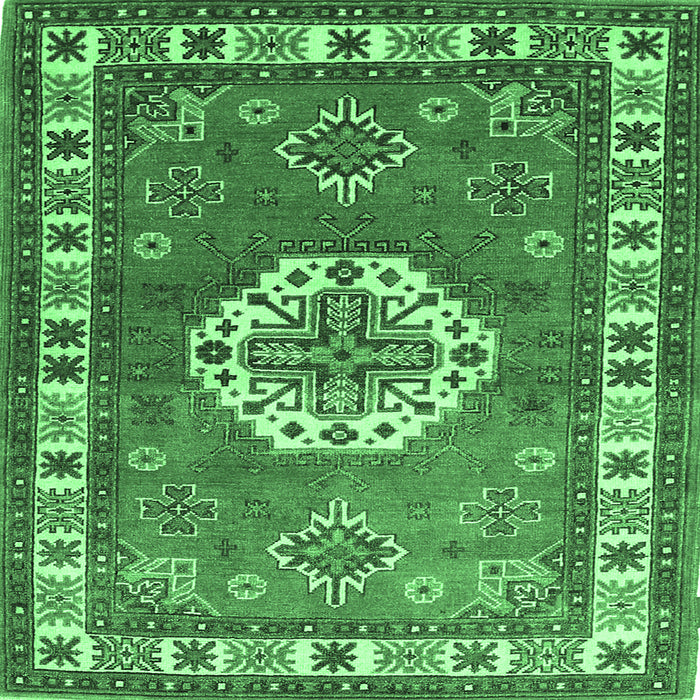 Square Machine Washable Medallion Emerald Green Traditional Area Rugs, wshtr498emgrn