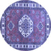 Round Medallion Blue Traditional Rug, tr498blu