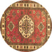 Round Medallion Brown Traditional Rug, tr498brn