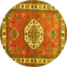 Round Medallion Yellow Traditional Rug, tr498yw