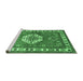 Sideview of Machine Washable Medallion Emerald Green Traditional Area Rugs, wshtr498emgrn