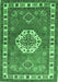 Machine Washable Medallion Emerald Green Traditional Area Rugs, wshtr498emgrn