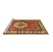 Sideview of Machine Washable Medallion Brown Traditional Rug, wshtr498brn